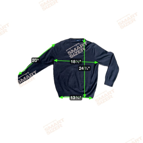 Izod Classic Charcoal Gray V-Neck Sweater with Embroidered Monogram Logo Unisex - Picture 6 of 9